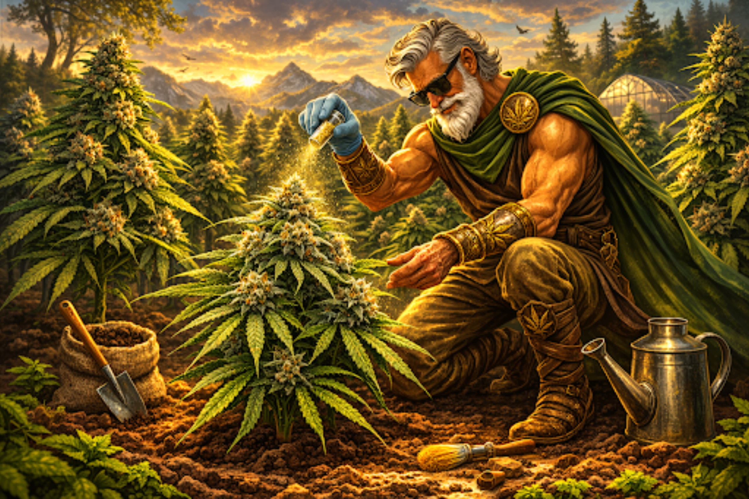 a Greek god in a cannabis field - featured image